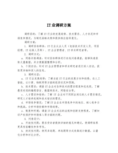 IT业调研方案