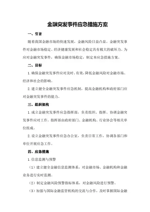 金融突发事件应急措施方案