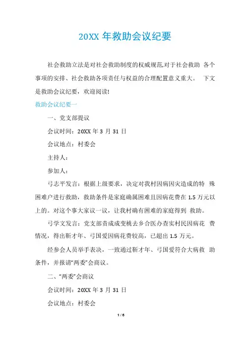 20XX年救助会议纪要