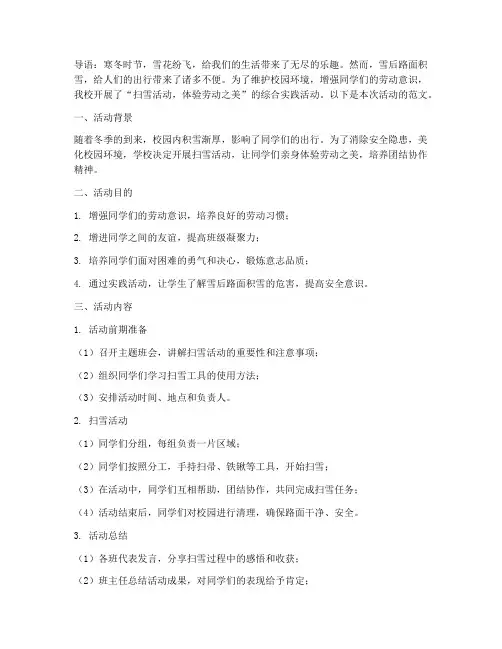 综合实践活动扫雪范文