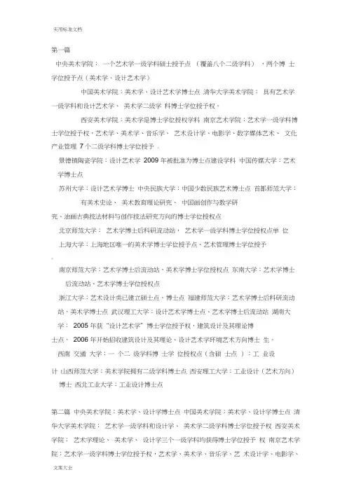 全国艺术类高校博士点