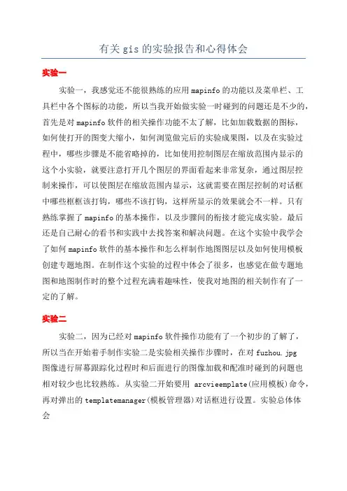 有关gis的实验报告和心得体会