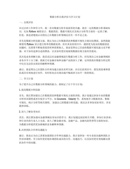 数据分析自我评估与学习计划