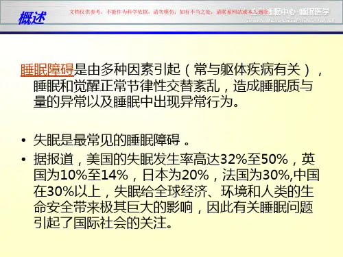 睡眠医学培训睡眠障碍培训课件