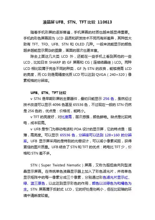 液晶屏UFB、STN、TFT比较??110613