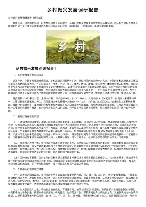乡村振兴发展调研报告