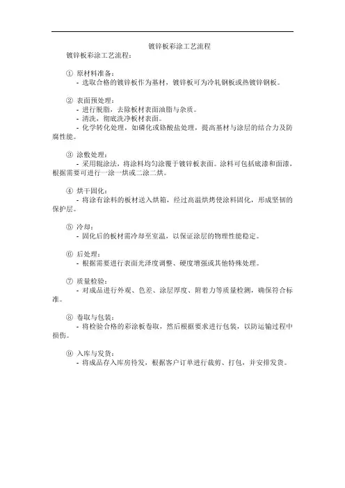 镀锌板彩涂工艺流程