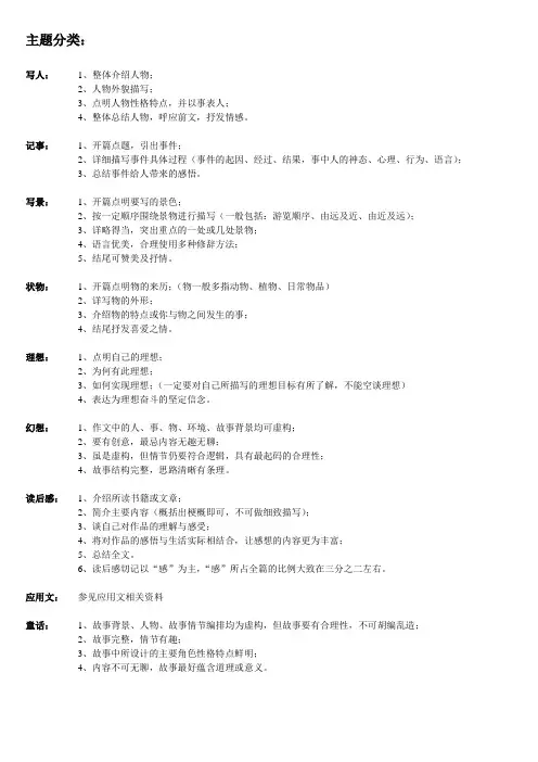 作文主题分类