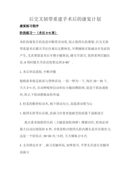 后交叉韧带重建手术后的康复方案