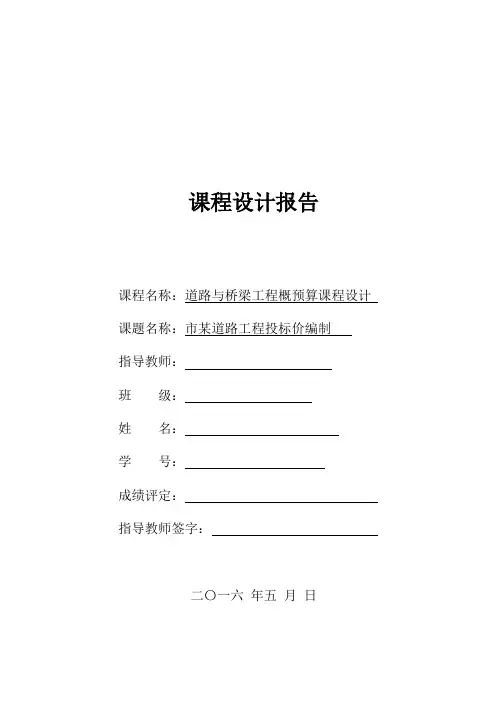 市政工程课程设计报告