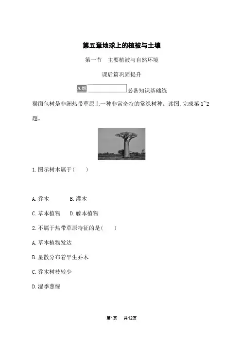 湘教版高中地理必修第1册 课后习题 第五章 第一节 主要植被与自然环境