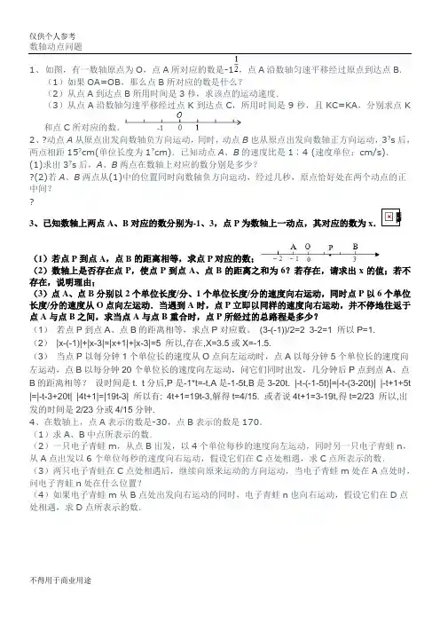 初一数轴动点问题(有答案)