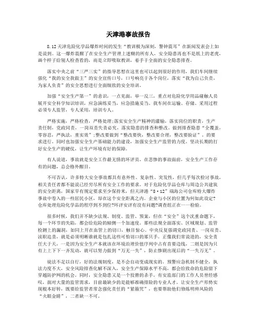 天津港事故报告