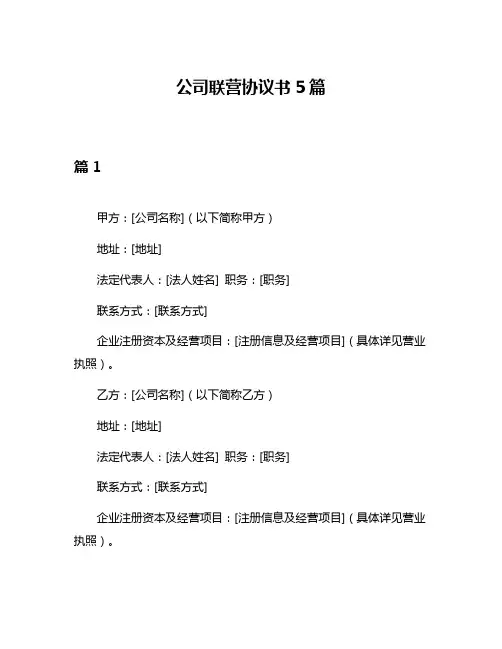 公司联营协议书5篇