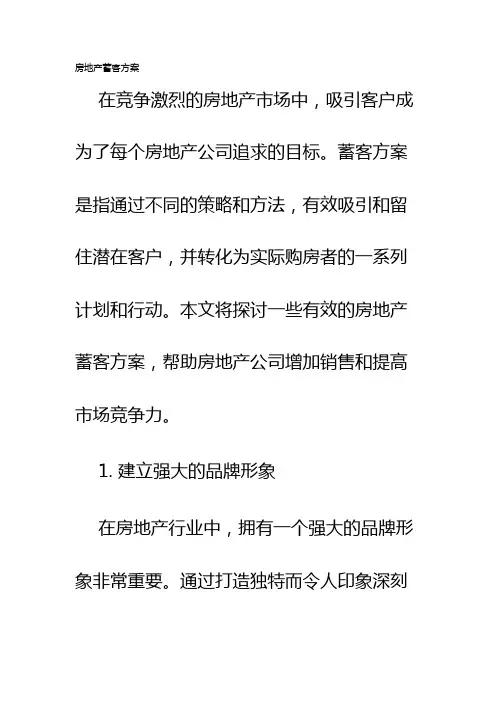 房地产蓄客方案