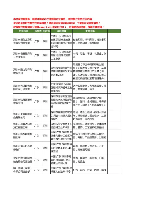 新版广东省深圳出版物印刷工商企业公司商家名录名单联系方式大全23家