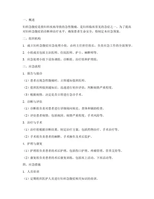 妇科急腹症应急预案