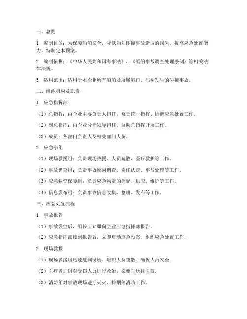 船舶发生碰撞应急预案模板