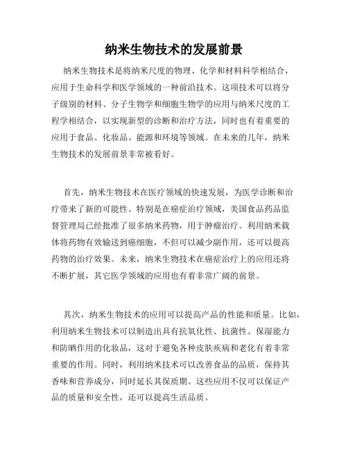纳米生物技术的发展前景