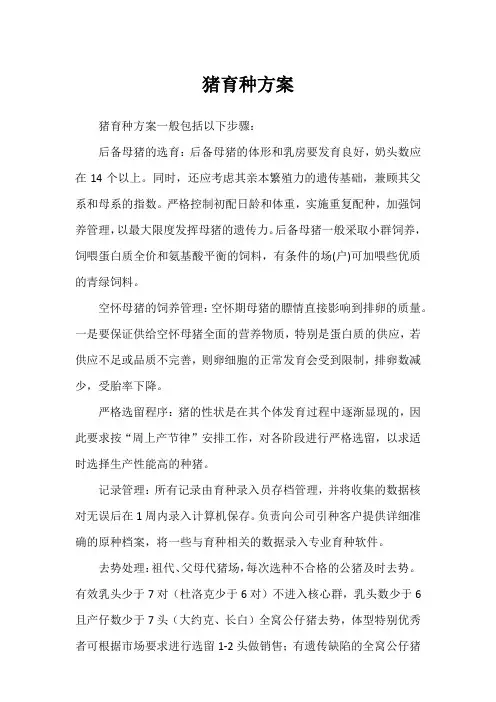 猪育种方案