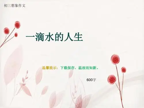 初三想象作文《一滴水的人生》600字(总9页PPT)