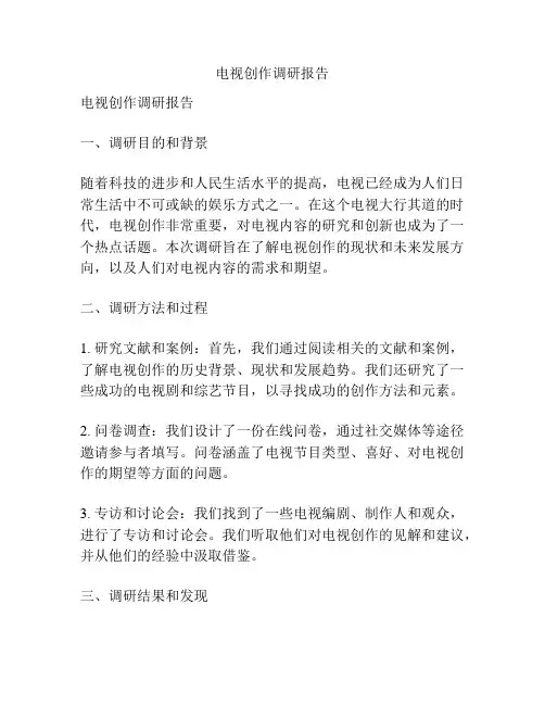 电视创作调研报告