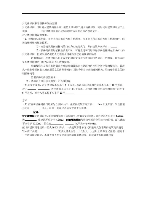 封闭楼梯间和防烟楼梯间的区别