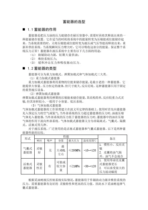 蓄能器的选型