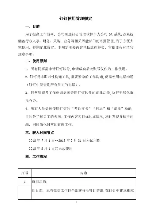 公司钉钉使用管理规定