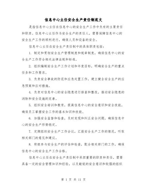 信息中心主任安全生产责任制范文(4篇)