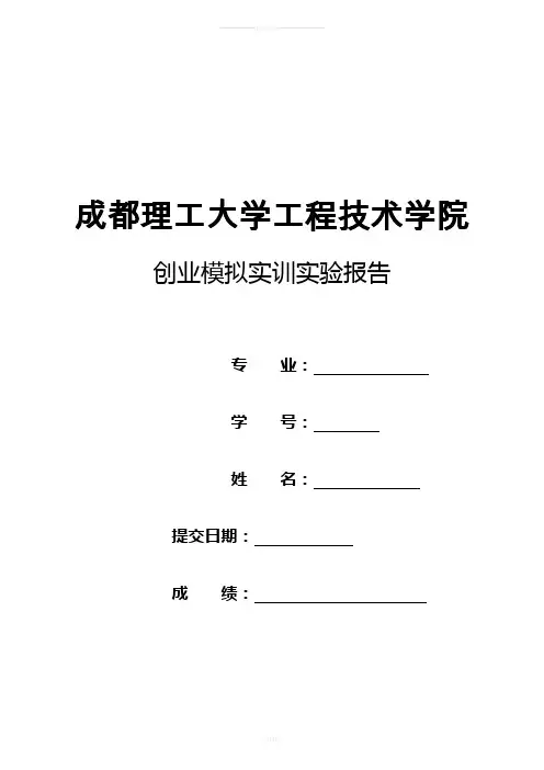 创业模拟实训实验报告