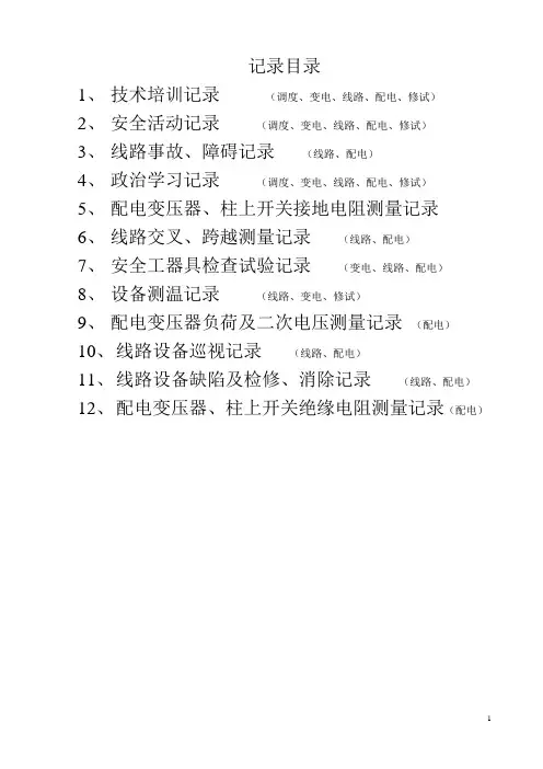 供电配电发电线路检查登记表