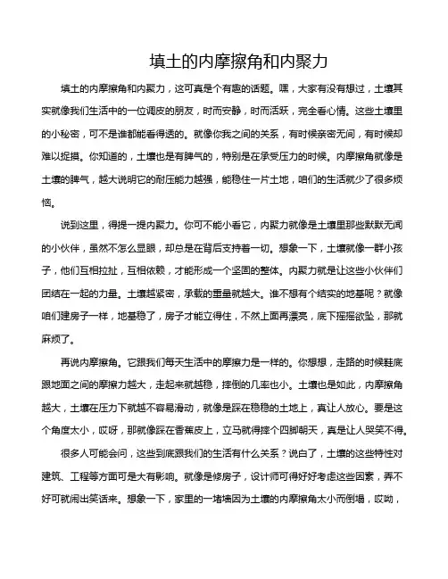 填土的内摩擦角和内聚力