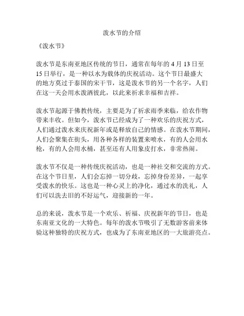 泼水节的介绍