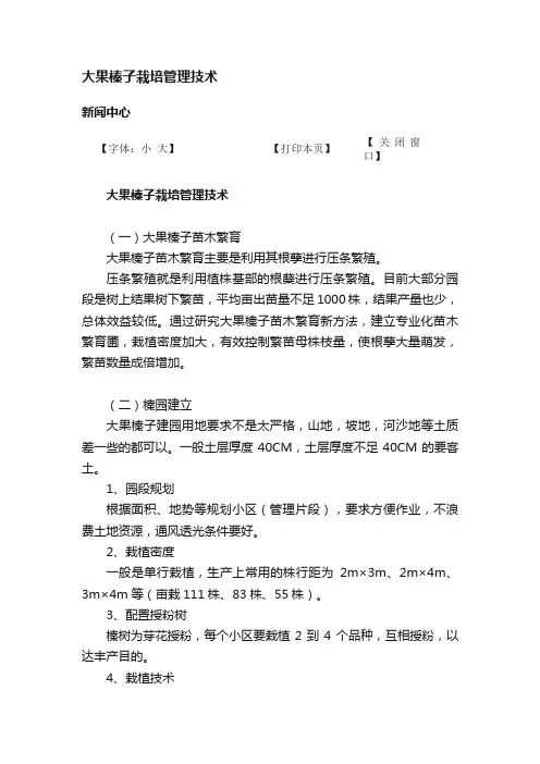 大果榛子栽培管理技术