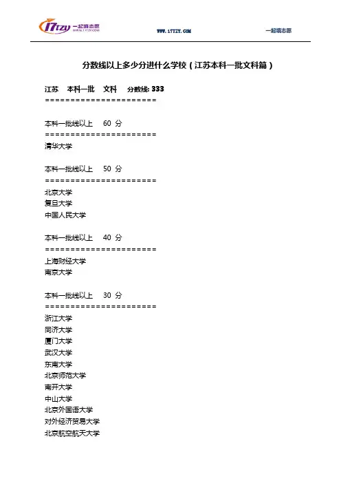 分数线以上多少分进什么学校(江苏本科一批文科篇)