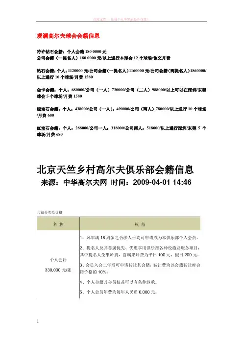 观澜高尔夫球会会籍信息 (1)