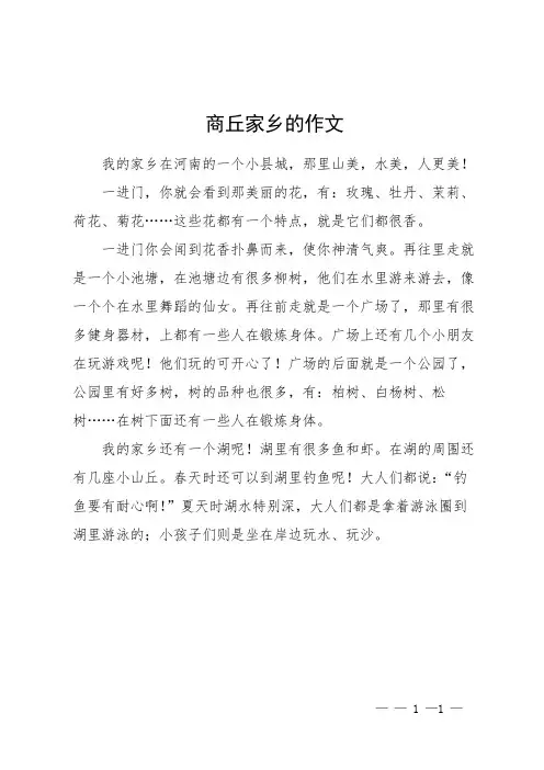 商丘家乡的作文