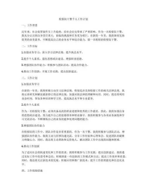 检察院干警个人工作计划
