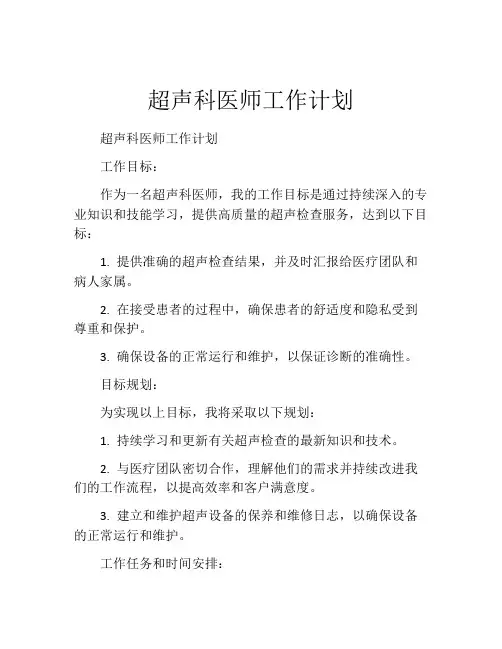超声科医师工作计划