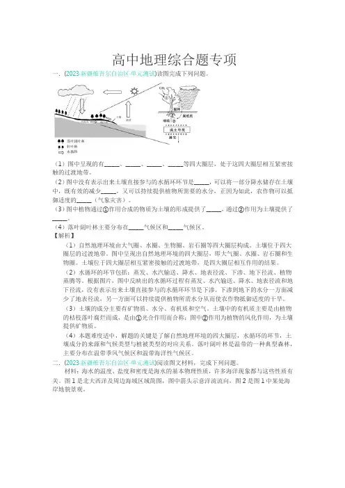 高中地理综合题专项