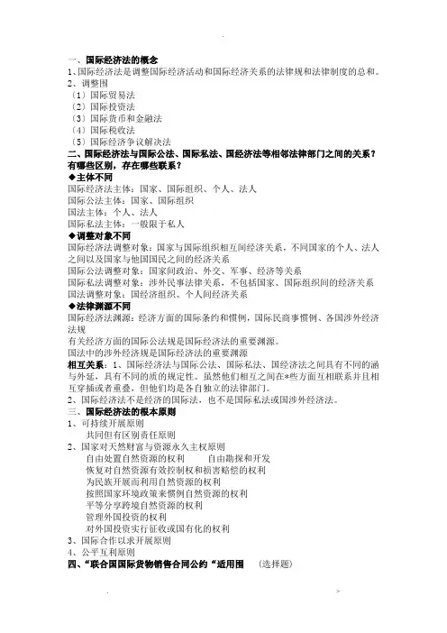 国际经济法重点整理