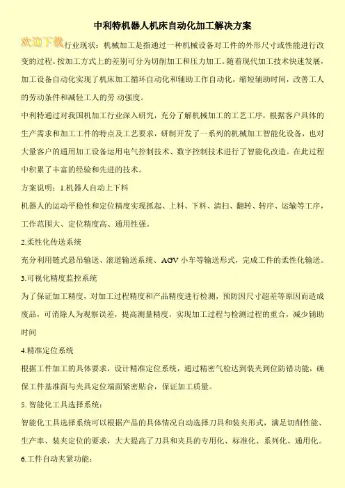 中利特机器人机床自动化加工解决方案