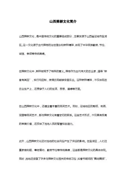 山西舜耕文化简介