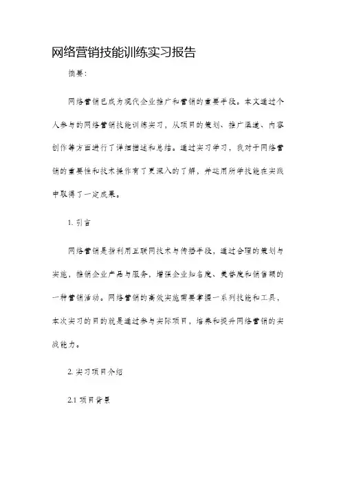 网络营销技能训练实习报告