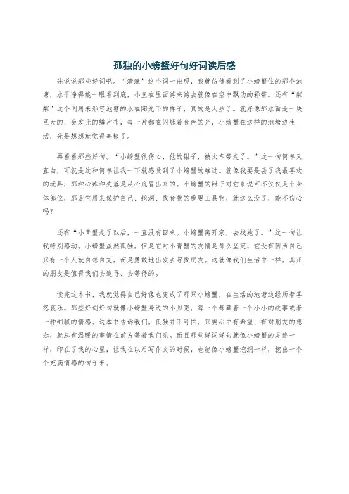 孤独的小螃蟹好句好词读后感