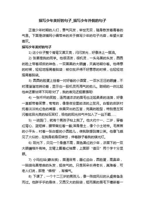 描写少年美好的句子_描写少年外貌的句子