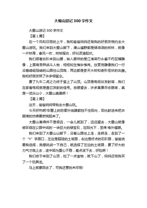 大蜀山游记300字作文