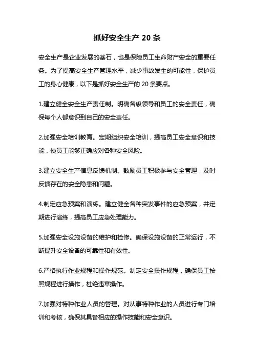 抓好安全生产20条