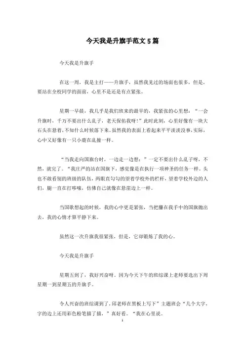 今天我是升旗手范文5篇